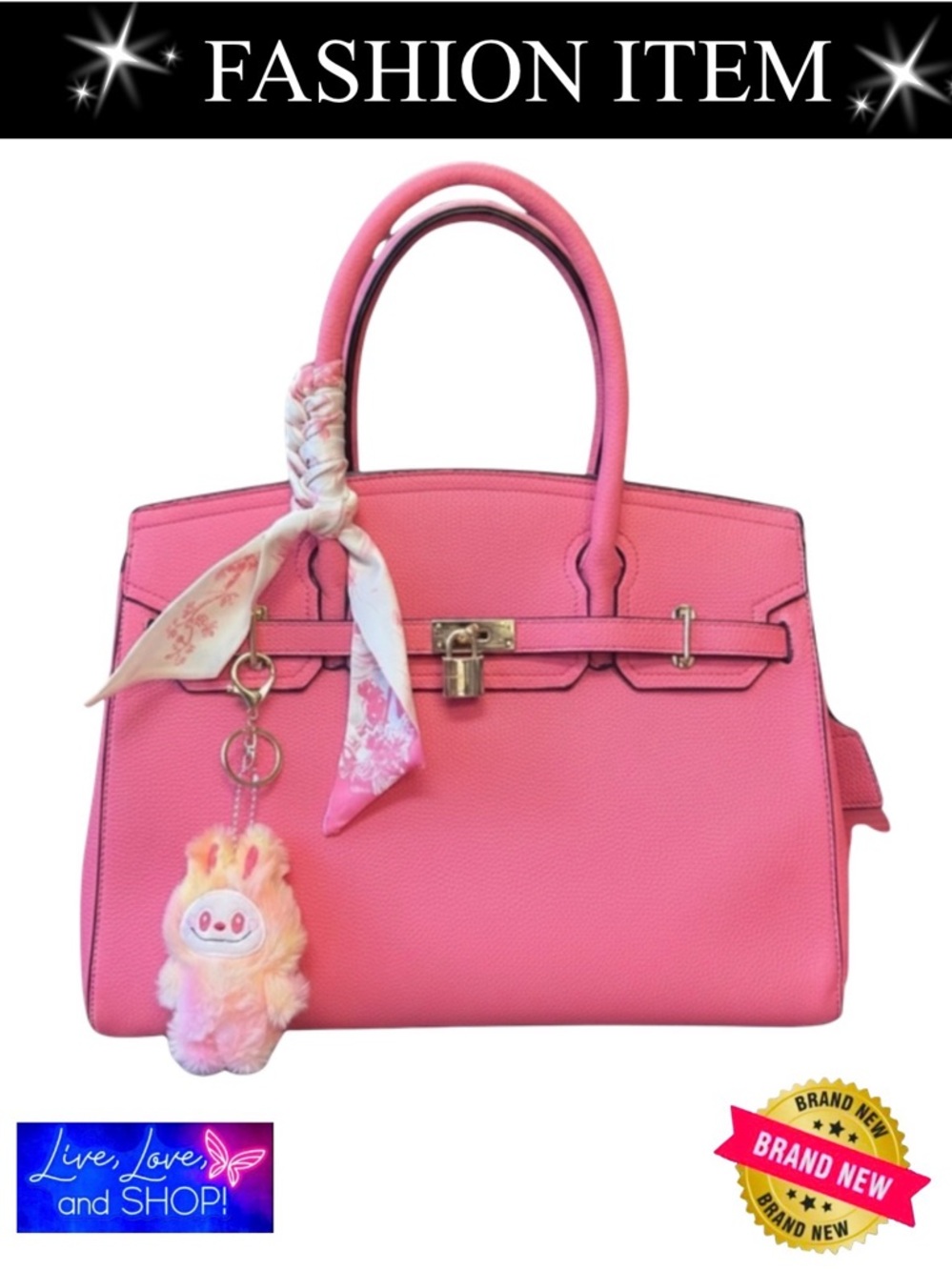 PURSE: Pink Pleather w/Gold Hardware, NWOT